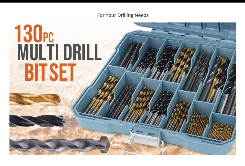 130PCS Drill Bit Set, Twist Drill, Woodworking Flat Drill Bit, Cement Drill Bit, Electric Drill Drill Bit